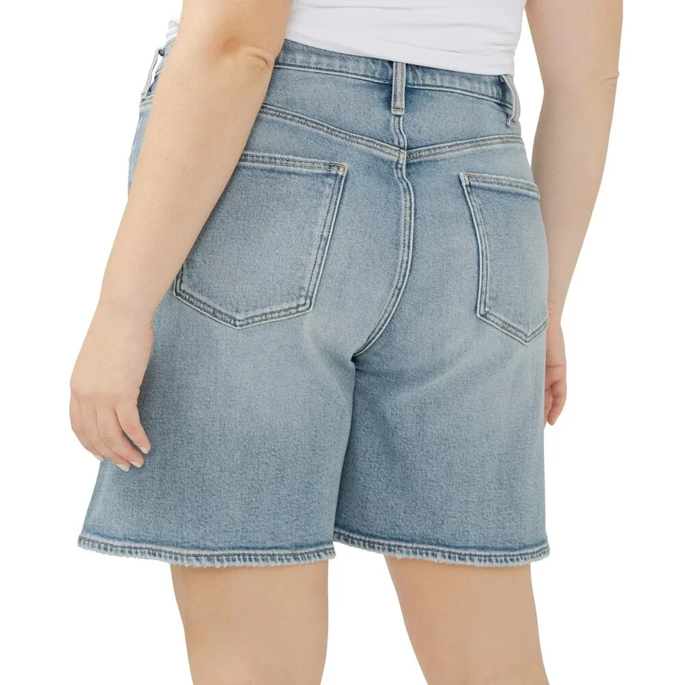 Silver Jeans Co. Women's Plus Size High Rise Vintage Long Shorts Indigo Blue 16W